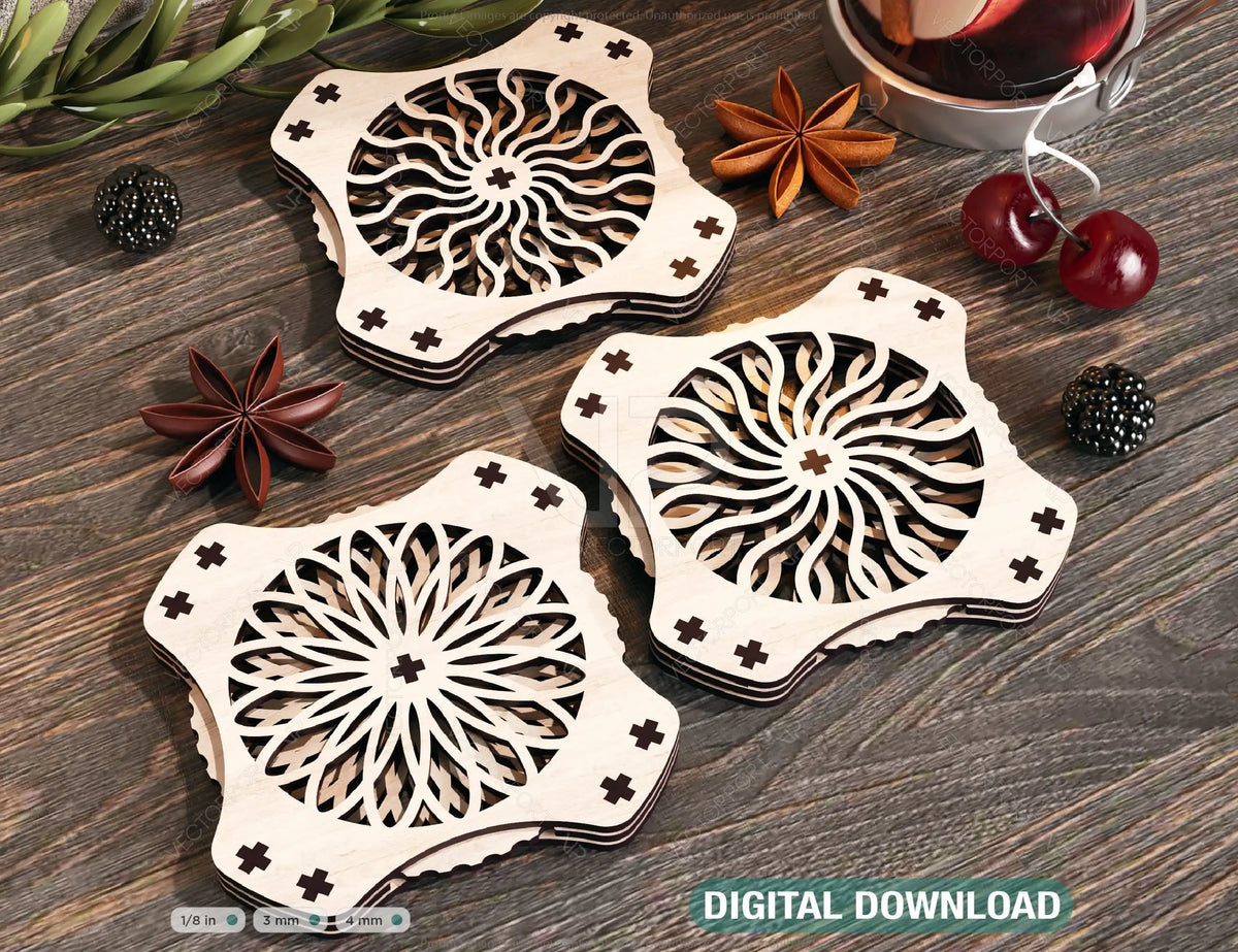 Mechanical Laser Cut Coaster Tea Coffee Cup Mat Pad Placemat Tableware Digital Download |#U222|