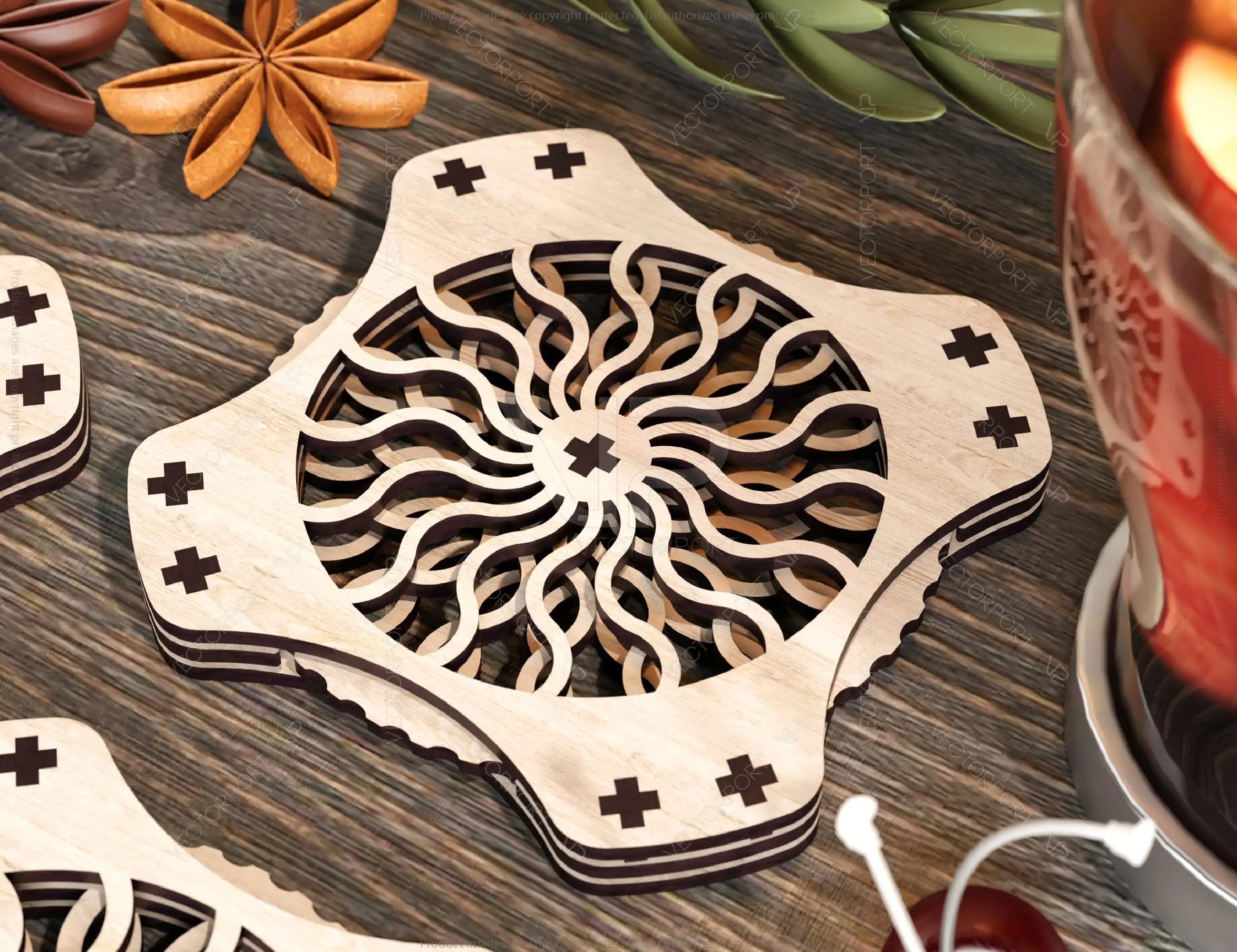 Mechanical Laser Cut Coaster Tea Coffee Cup Mat Pad Placemat Tableware Digital Download |#U222|