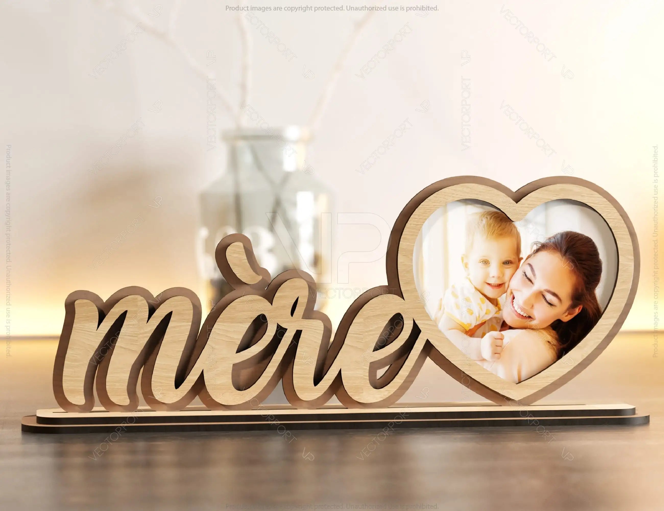 Standing Mom Text with Heart Shape Photo Frame Happy Mother’s Day Gift for Mom SVG plan, Diy gift Digital Download |#U223|