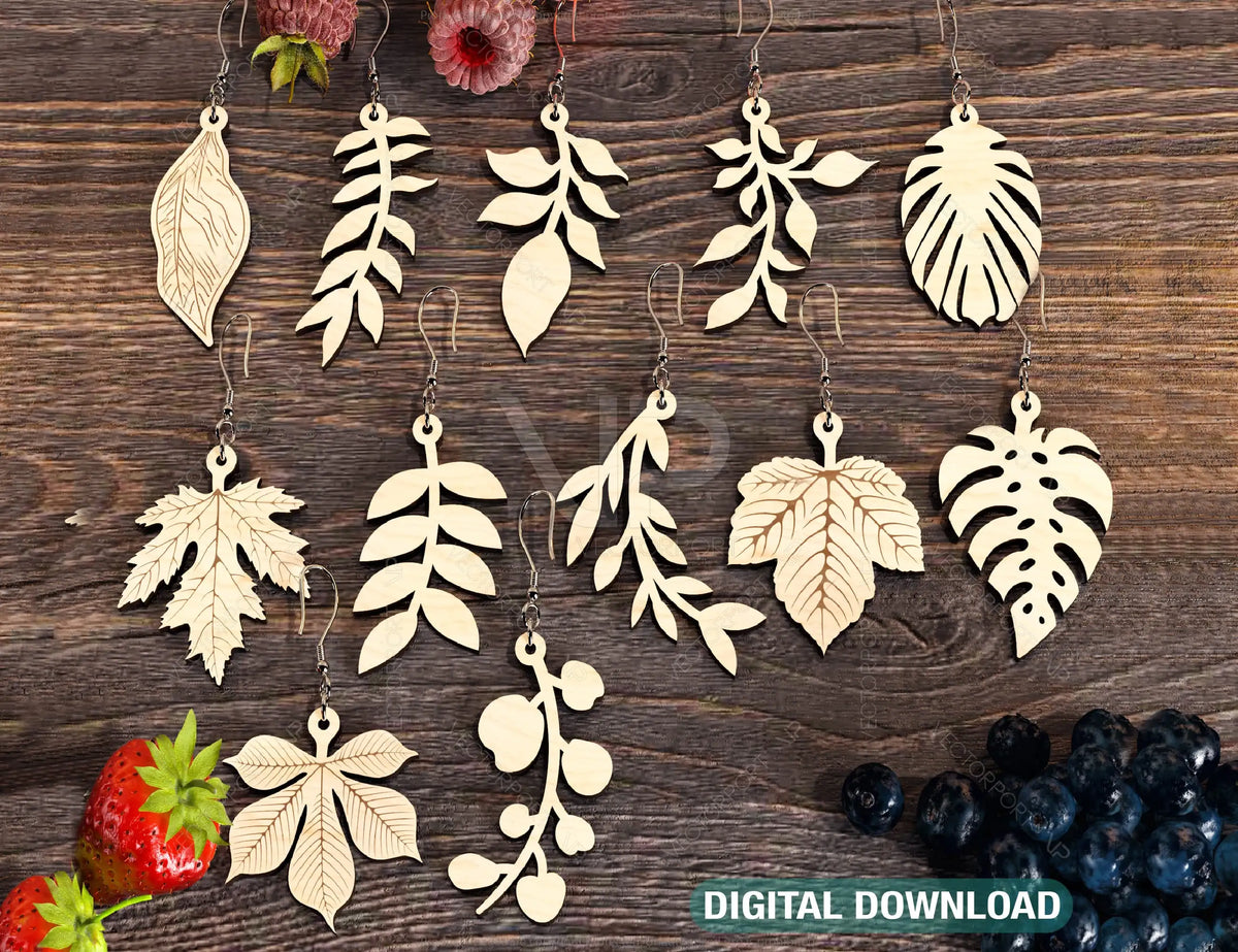 Leaves shape Earring Bundle Svg Jewelry Pendants earring laser cut Cut Files Digital Download |#224|