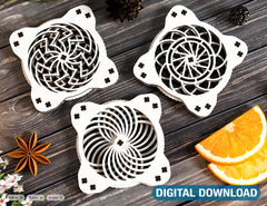 Mechanical Coaster Laser Cut Turntable Shape Tea Coffee Cup Mat Pad Placemat Tableware Digital Download |#225|