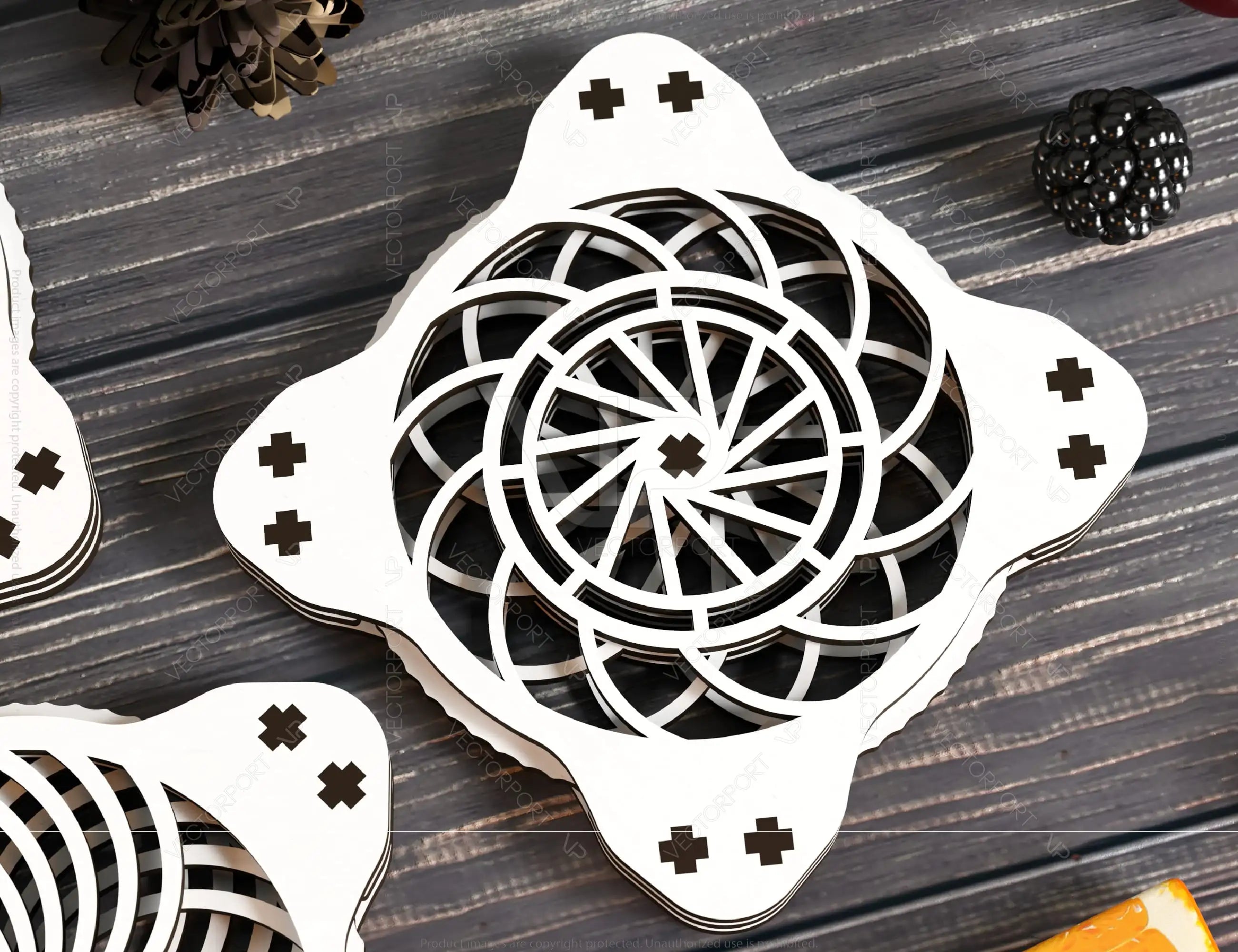 Mechanical Coaster Laser Cut Turntable Shape Tea Coffee Cup Mat Pad Placemat Tableware Digital Download |#225|