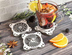 Mechanical Coaster Laser Cut Turntable Shape Tea Coffee Cup Mat Pad Placemat Tableware Digital Download |#225|
