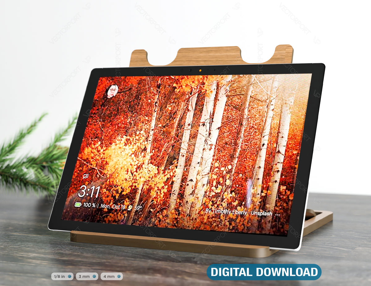 Laser Cut Wooden Tablet Stand Flexible Tablet Holder 6-10 in Digital Download SVG |#228|