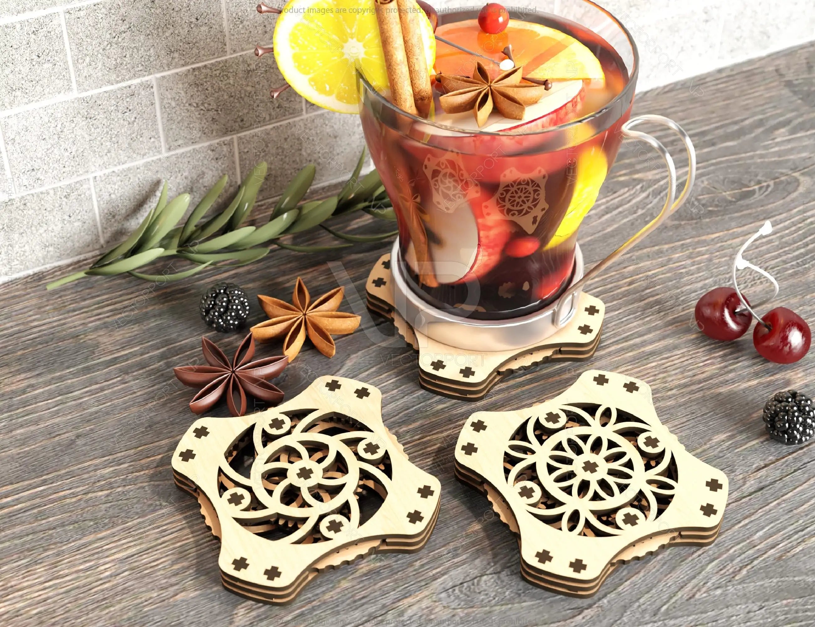 Mechanical Gear Laser Cut Coaster Tea Coffee Cup Mat Pad Placemat Tableware Digital Download |#U228|