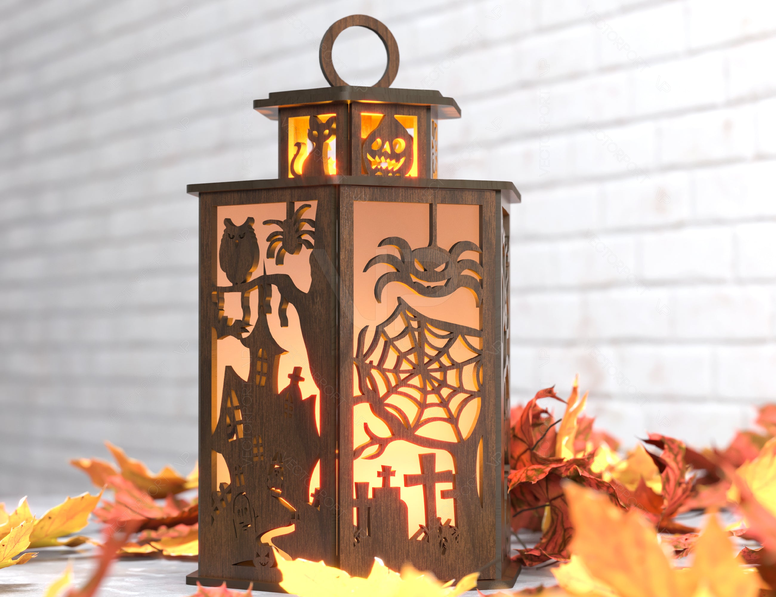 Halloween Candle Tealight Holder Pumpkin Witch Spider Lantern Spooky Scene Lamp Digital Download SVG |#232|