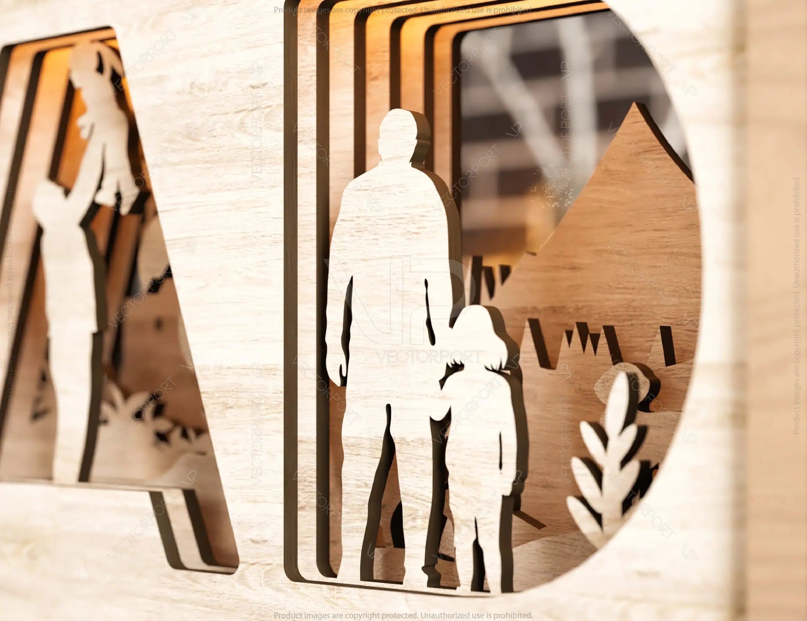 Multilayer Standing Dad and daughter 3D Happy Father’s Day Gift for Dad, Shadow box SVG plan, Diy gift Digital Download |#U232|