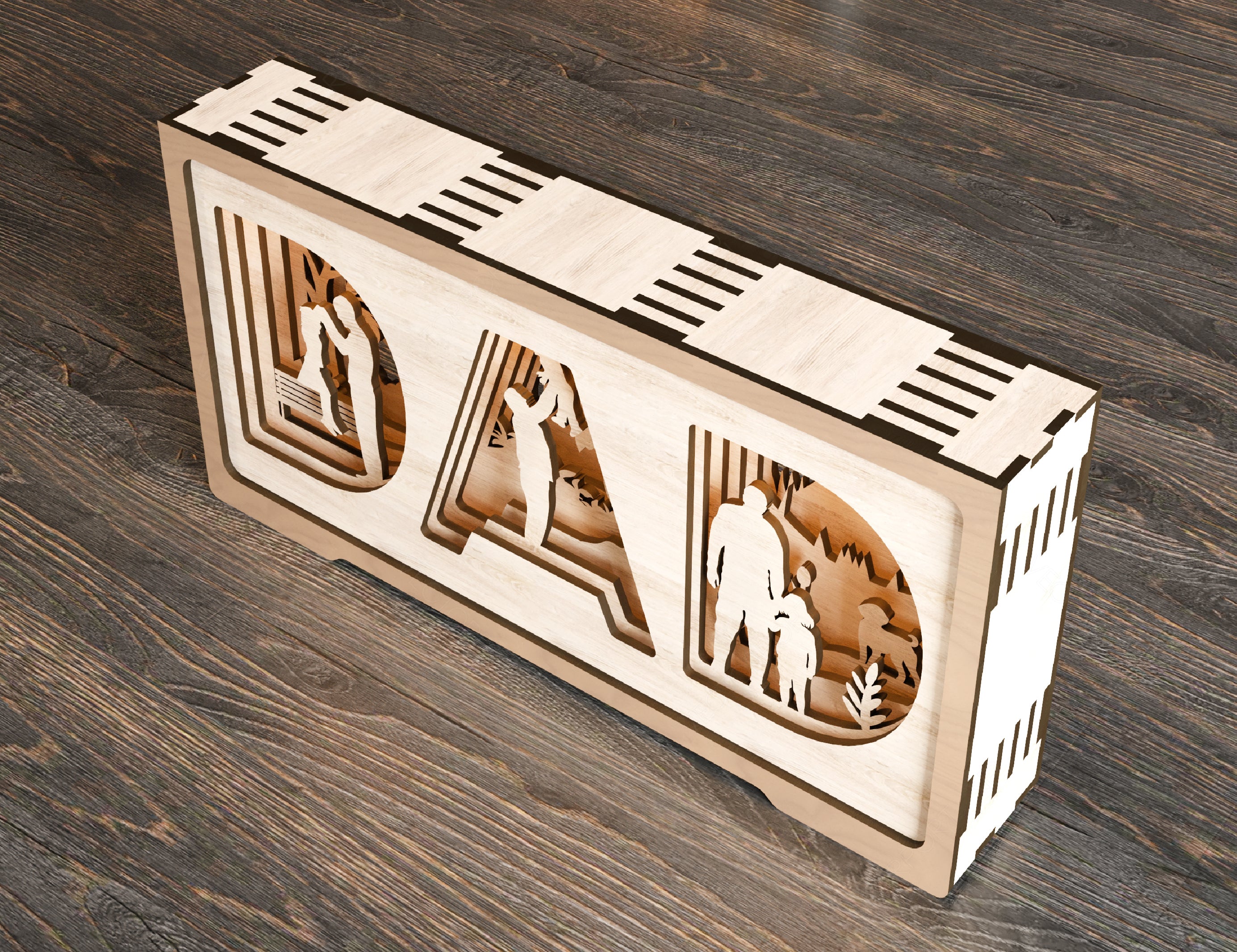 Multilayer Standing Dad and daughter 3D Happy Father’s Day Gift for Dad, Shadow box SVG plan, Diy gift Digital Download |#U232|