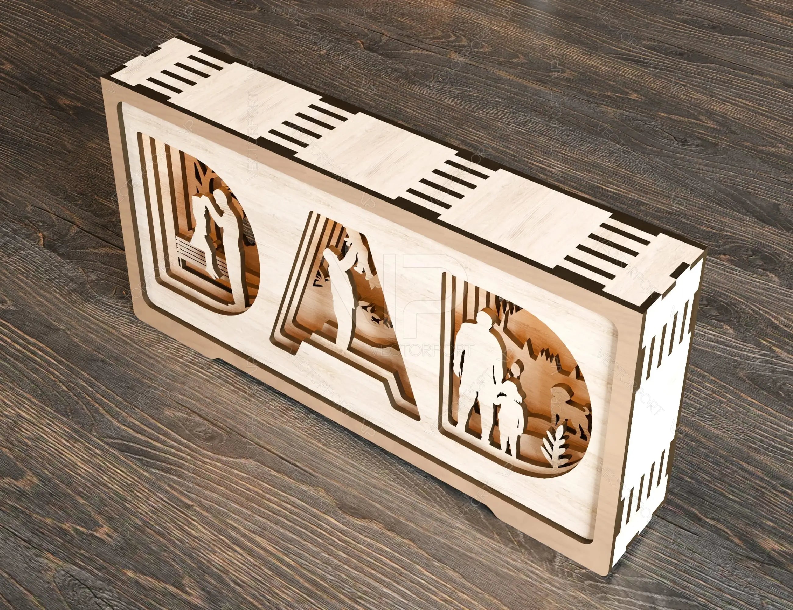 Multilayer Standing Dad and daughter 3D Happy Father’s Day Gift for Dad, Shadow box SVG plan, Diy gift Digital Download |#U232|