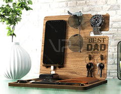 Personalized Fathers Day Gift, Phone Charging Station, Personal Items Table organizer, Wood Docking Station Digital Download |#U233|