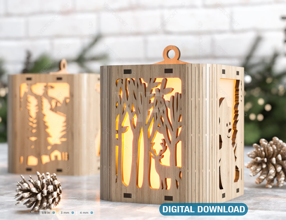 Christmas Candle Holder New Year Lamp Night Light Deer Lantern Decoration Hanging Tree Decoration Digital Download |#234|