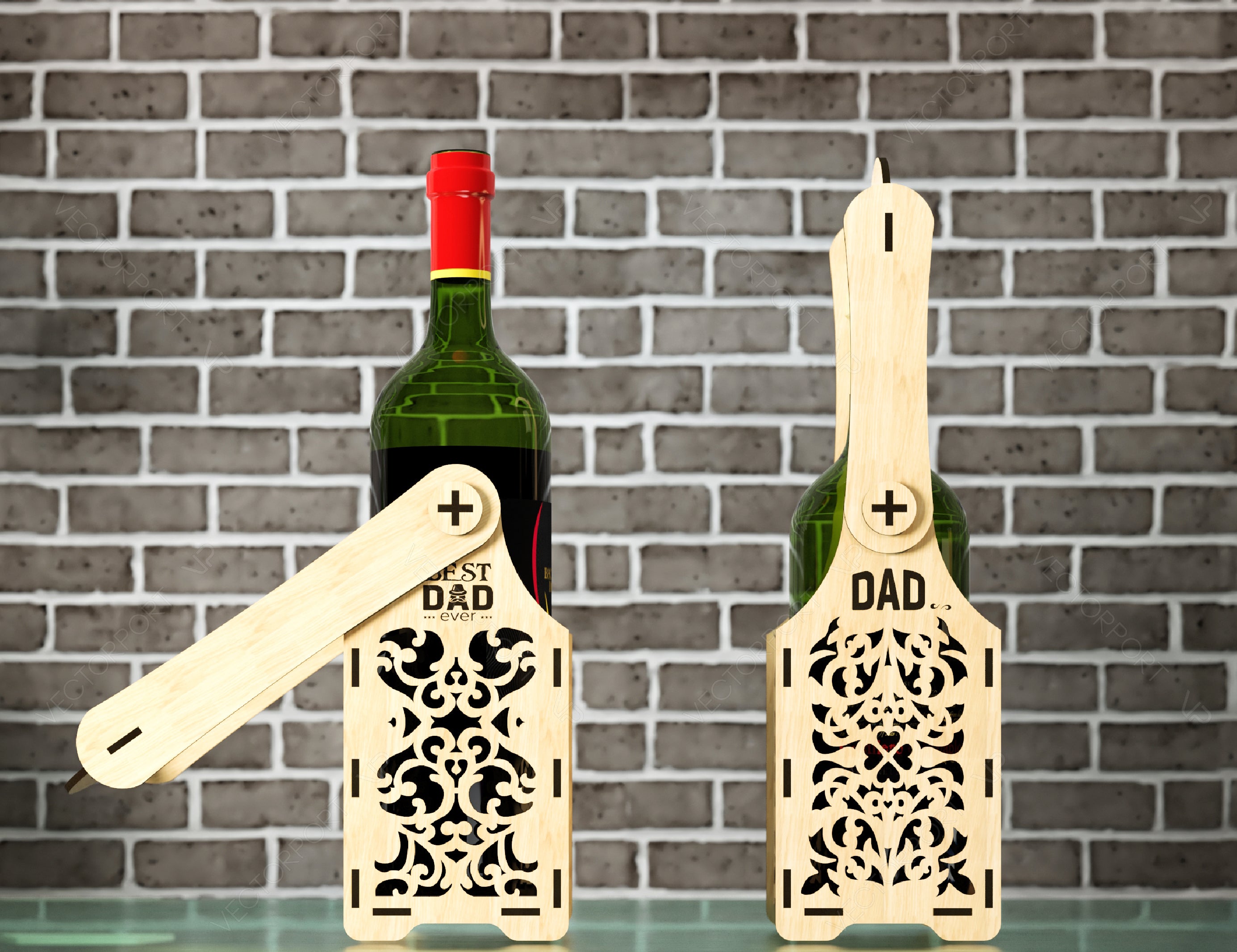 Wine box holder 2 pattern design for laser cut, Wine case Father’s Day Gift Bottle Holder SVG Digital Download |#U237|