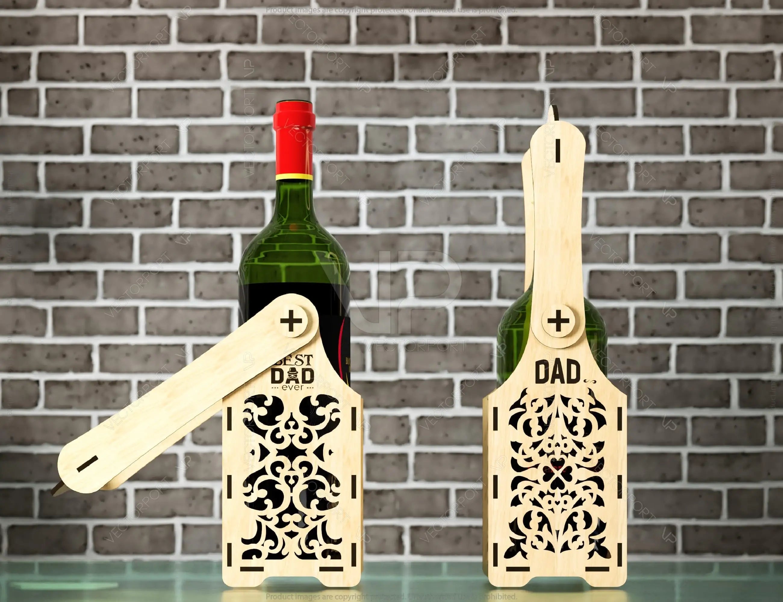 Wine box holder 2 pattern design for laser cut, Wine case Father’s Day Gift Bottle Holder SVG Digital Download |#U237|