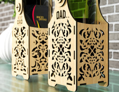Wine box holder 2 pattern design for laser cut, Wine case Father’s Day Gift Bottle Holder SVG Digital Download |#U237|