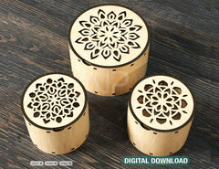 Decorative Round Wooden Gift box laser cut Jeweler Case Wedding Love Digital Download |#U238|