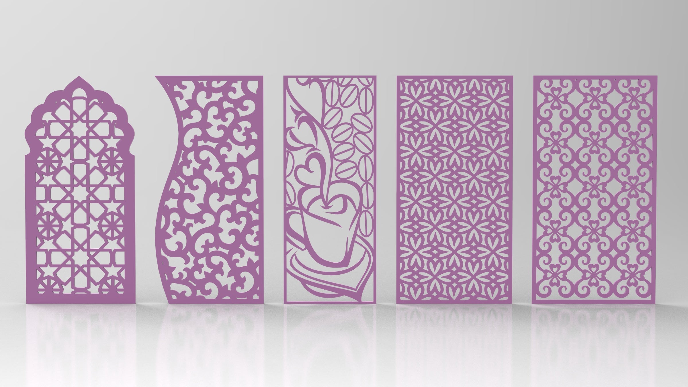 Ornaments for decorative partitions panel screen CNC Laser Cutting File | SVG, DXF, AI |#C024|