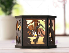 Horse Forest Lantern: Laser Cut Tealight Candle Holder Night Light Forest Scene Lantern Digital Download |#240|