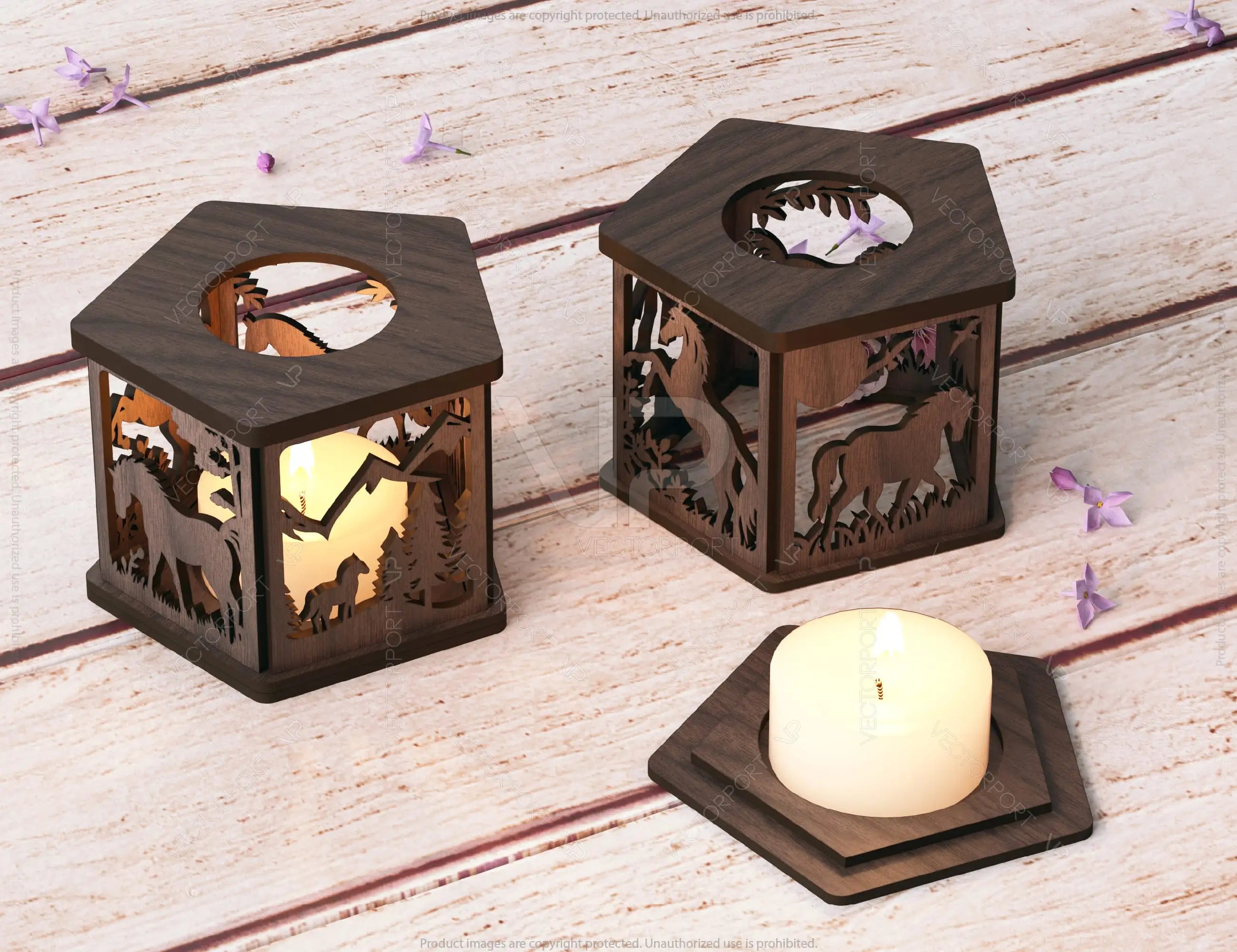 Horse Forest Lantern: Laser Cut Tealight Candle Holder Night Light Forest Scene Lantern Digital Download |#240|