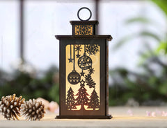 Christmas Lamp: A Festive Wooden Light Laser-Cut Christmas Lantern | New Year Tree Candle Holder Digital Download |#244|