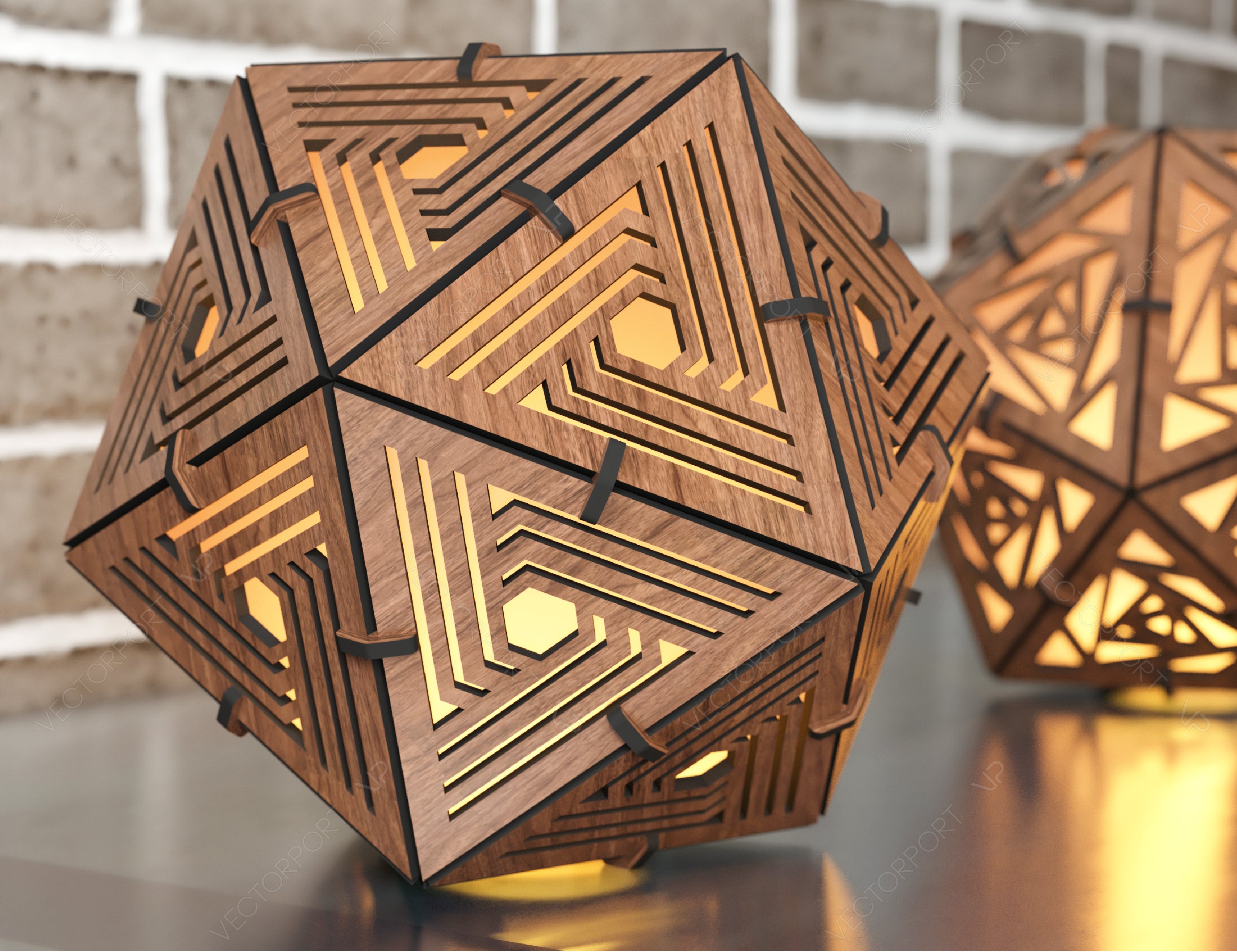 Icosahedron 3 Different Pattern wood triangle shadow lamp Tea Lantern Candle Holder Digital Download SVG |#U244|