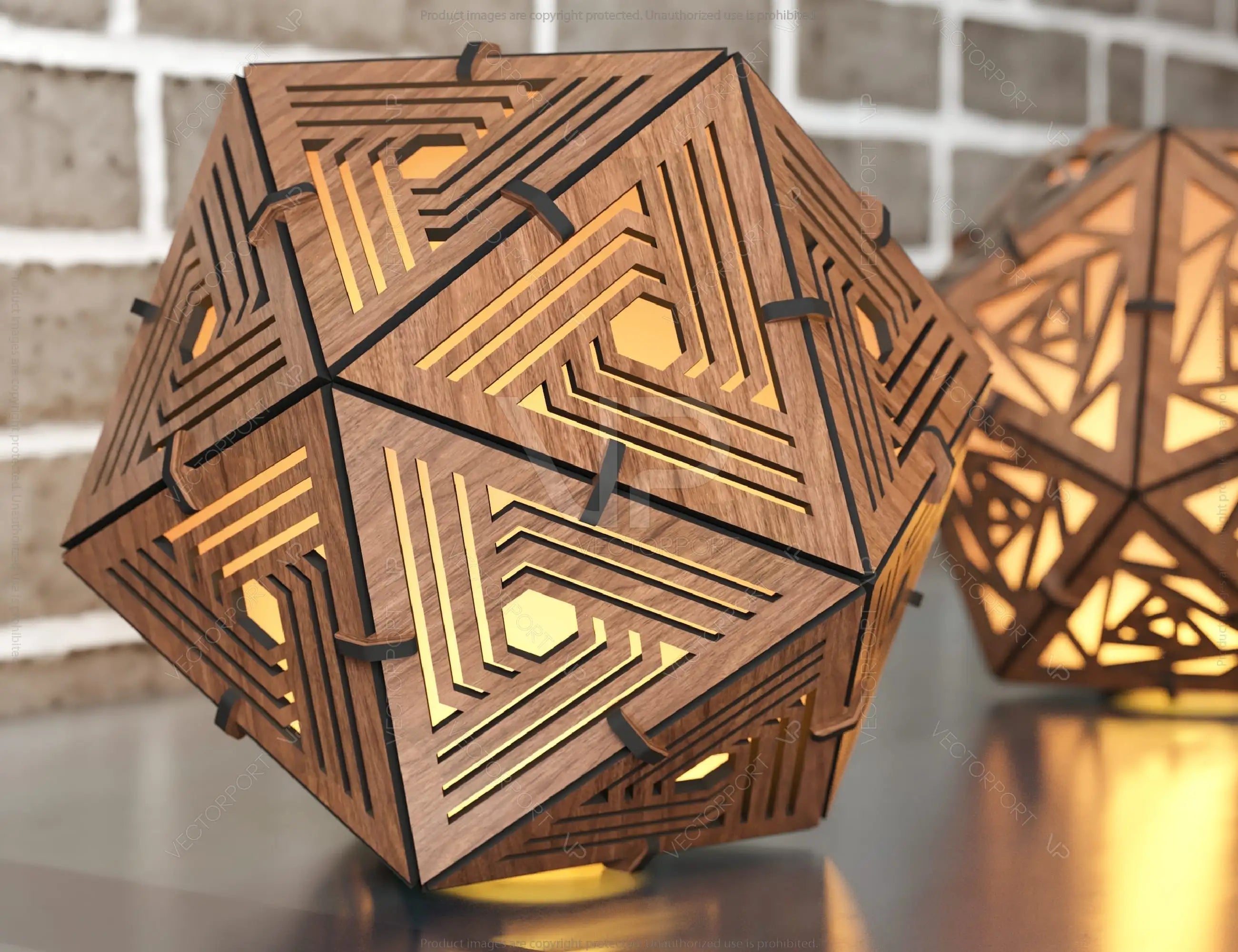 Icosahedron 3 Different Pattern wood triangle shadow lamp Tea Lantern Candle Holder Digital Download SVG |#U244|