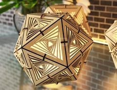 Icosahedron 3 Different Pattern wood triangle shadow lamp Tea Lantern Candle Holder Digital Download SVG |#U245|