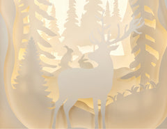 Paper cut Light Box, 3D Deer Forest Theme Shadow Box SVG template, Multi-layer shadow Box Diy Light box Digital Download SVG |#U246|