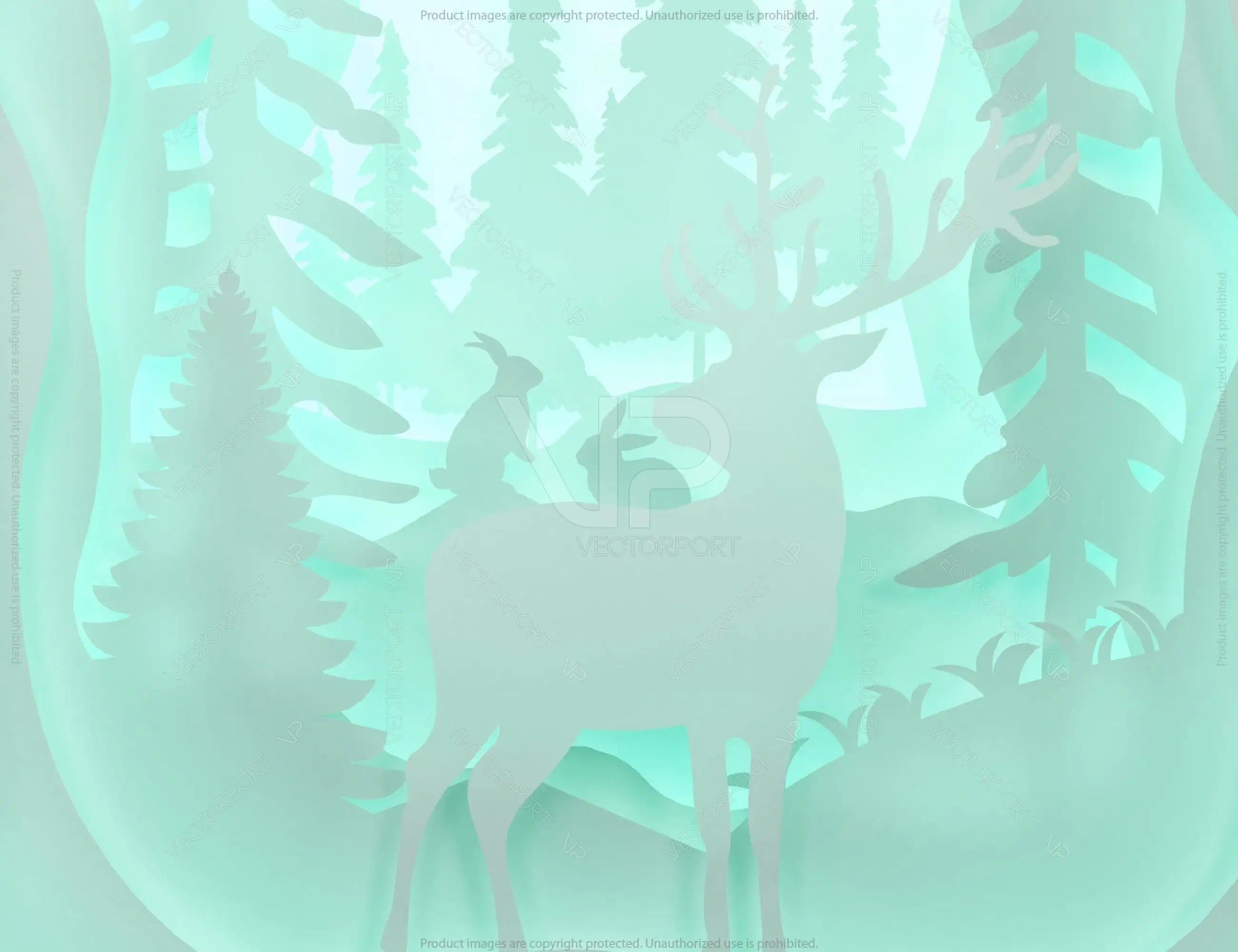 Paper cut Light Box, 3D Deer Forest Theme Shadow Box SVG template, Multi-layer shadow Box Diy Light box Digital Download SVG |#U246|