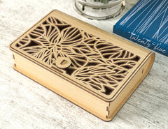 Book Shape Wooden Gift Box with lock Laser cut Card Case Favor Box Wooden Bag Purse Digital Downloads | SVG |#U247|
