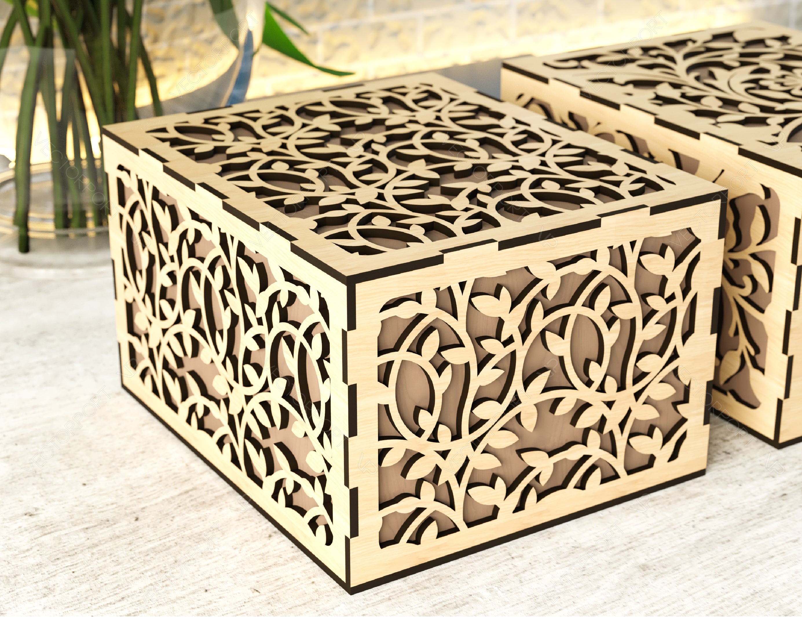 Laser Cut Decorative Gift Box with Flowers pattern, Opener Jeweler Case Wedding Favor box Gift for Her Digital Download |#U248|