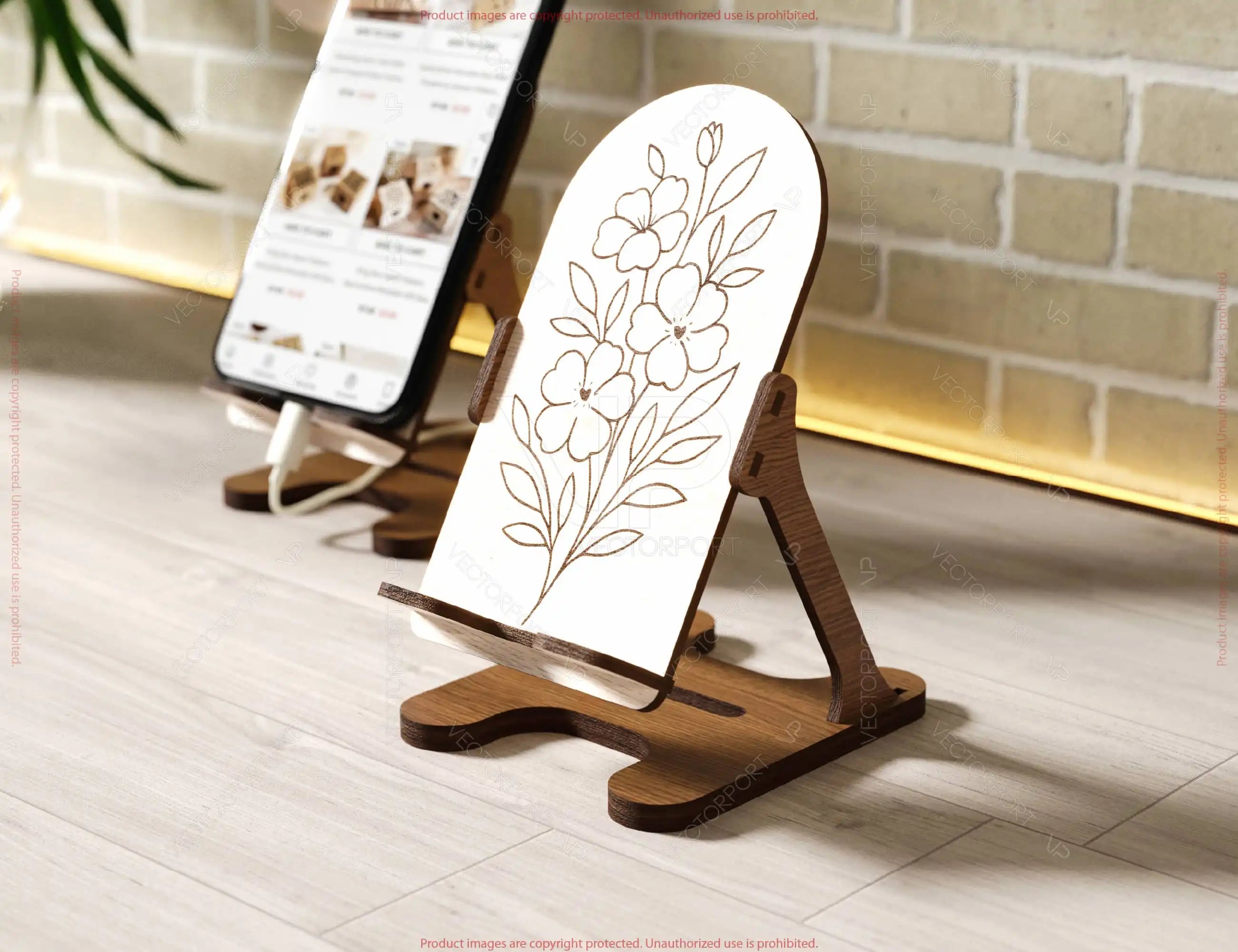 Elegant Minimalist Phone Stand | Laser Cut SVG File | Mobile Holder, Wooden Desk Phone Dock – Digital Download |#248|