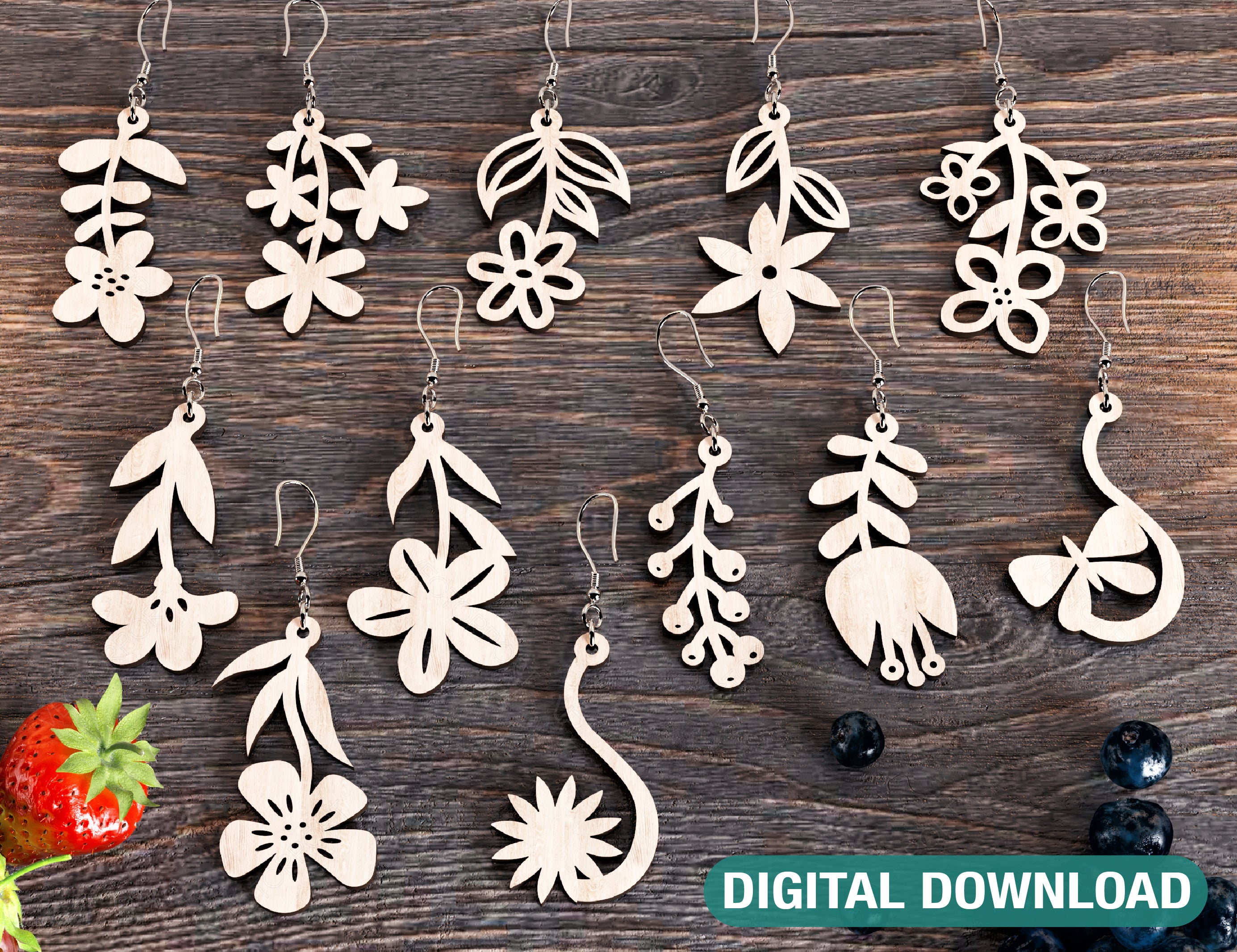 Flowers shape Earring Bundle Svg Jewelry Pendants earring laser cut Cut Files Digital Download |#U249|