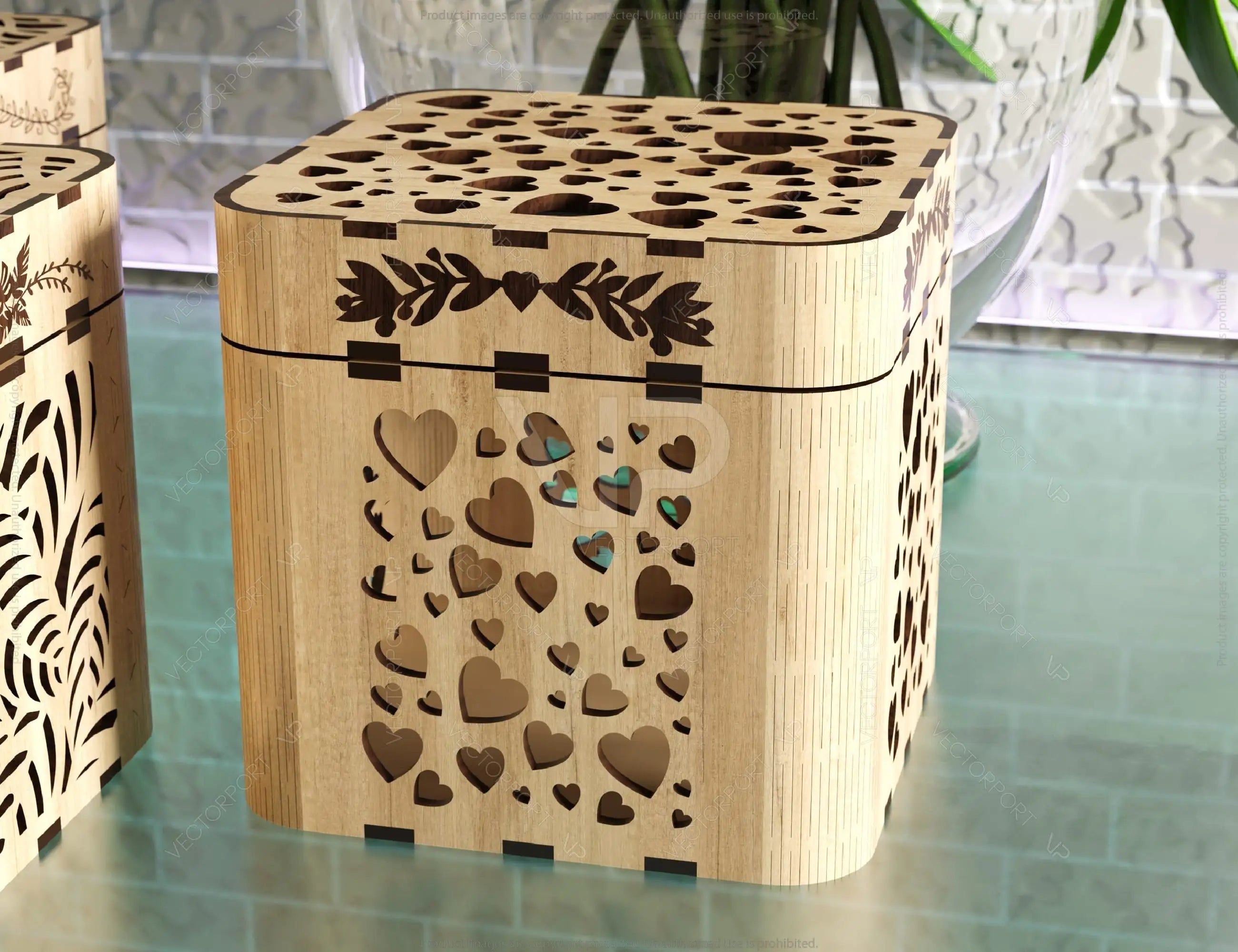 Decorative Wooden Gift box with Flowers Pattern Jeweler case Wedding Birthday Mother’s Day Gift Box laser cut file Digital Download |#U250|