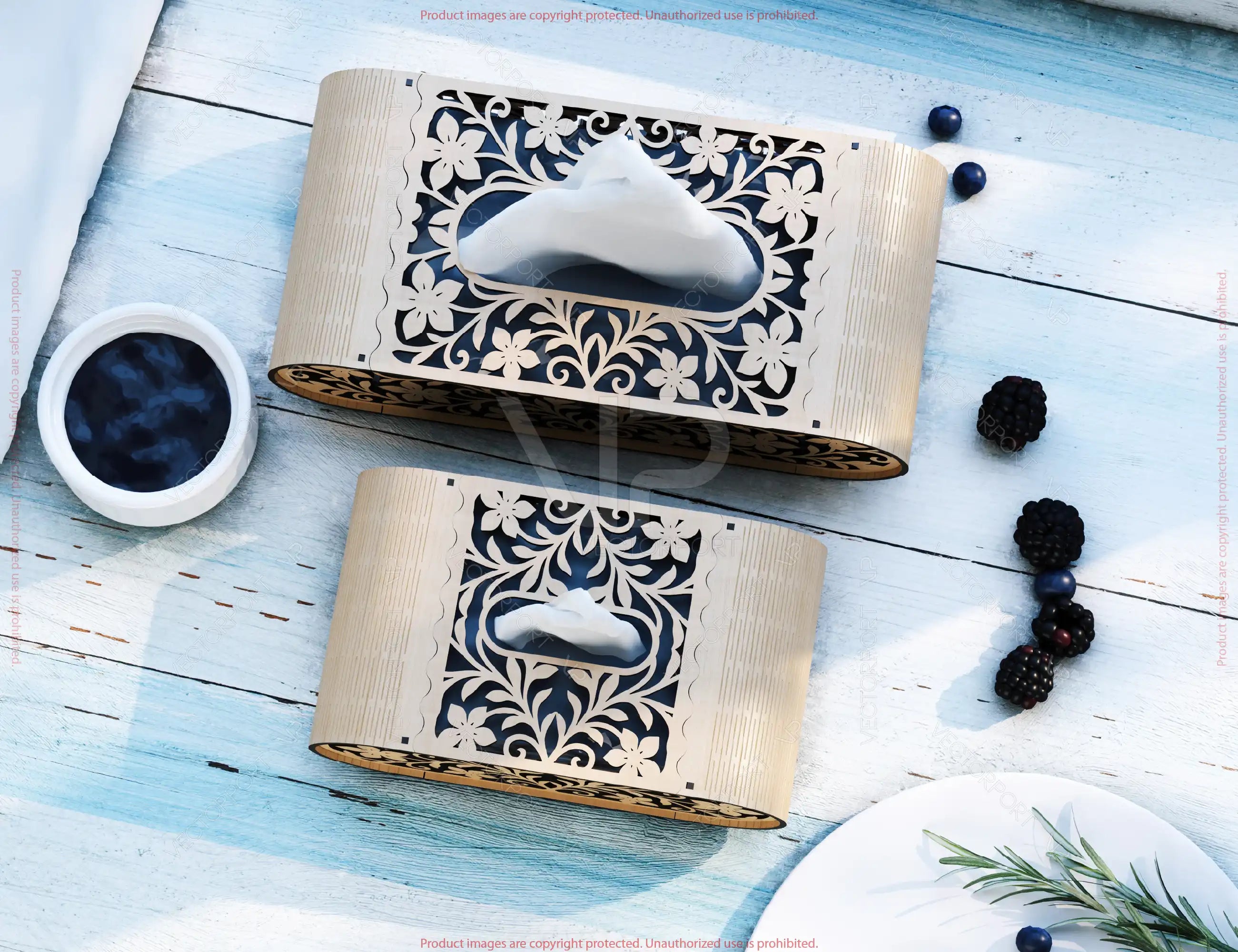 Floral Design Laser Cut Napkin Dispenser – 2 Size Options, Modern Tabletop Tissue Box Wooden Napkin cover Digital Download |#250|
