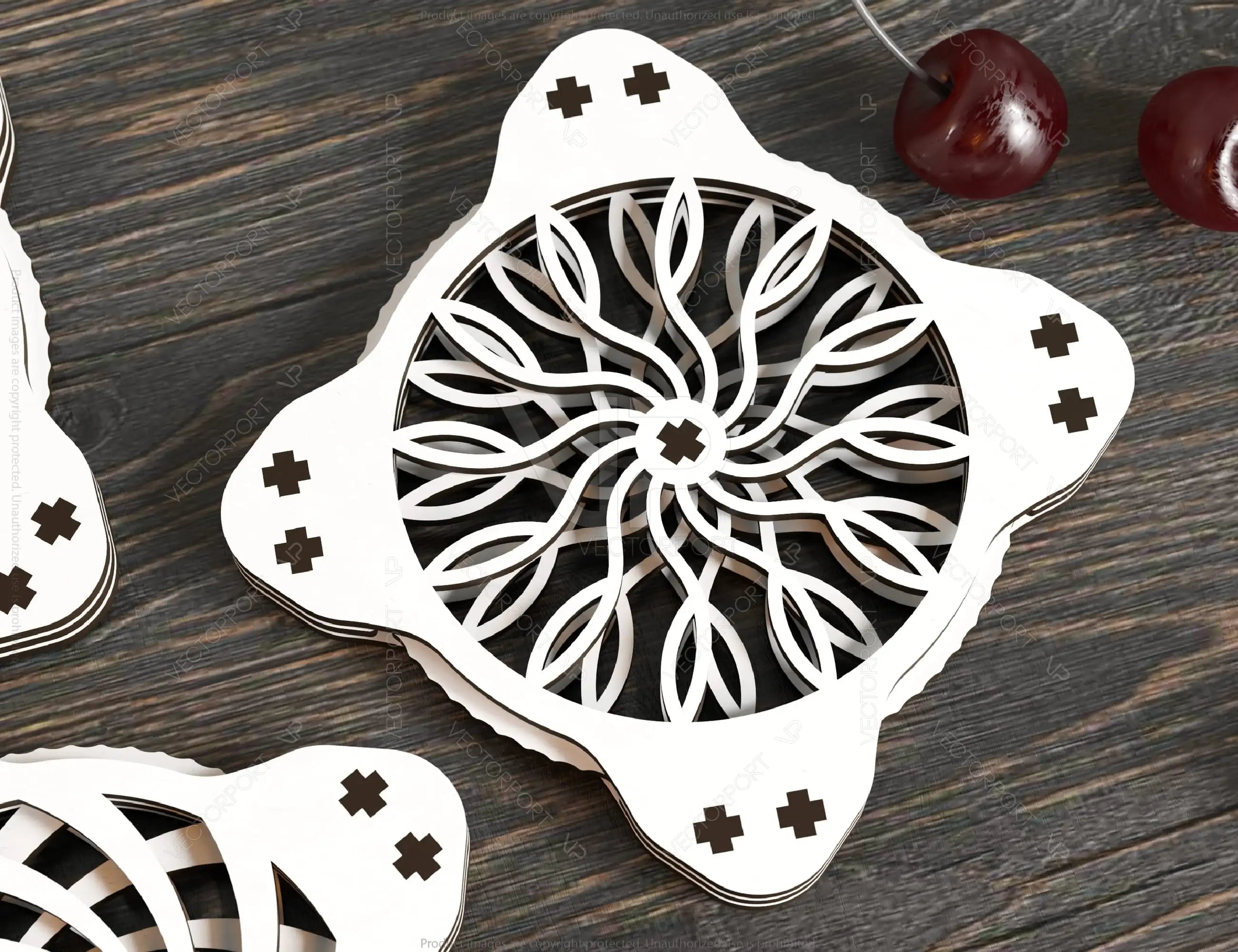 Mechanical Coaster Laser Cut Turntable Shape Tea Coffee Cup Mat Pad Placemat Tableware Digital Download |#U251|