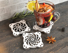 Mechanical Coaster Laser Cut Turntable Shape Tea Coffee Cup Mat Pad Placemat Tableware Digital Download |#U251|