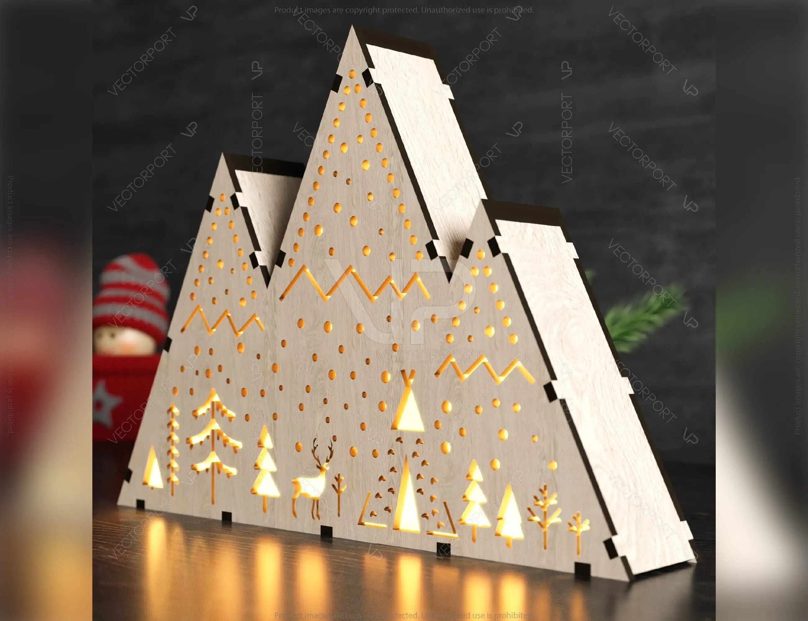 Scandinavian Mountain Led Night Light Lamp Laser Cut Bedside Table Lamp Digital Download |#U255|