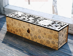 Wine Box SVG – Custom Laser Cut Christmas Bottle Holder Customizable Engraved Digital Download |#256|