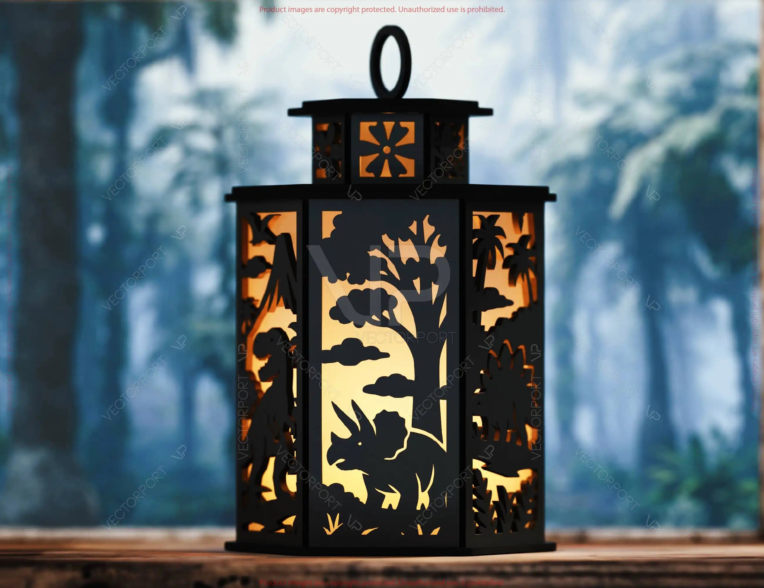 Majestic Dinosaur Wildlife Lantern – Prehistoric Jungle Panels Candle Holder Lamp Digital Download |#257|