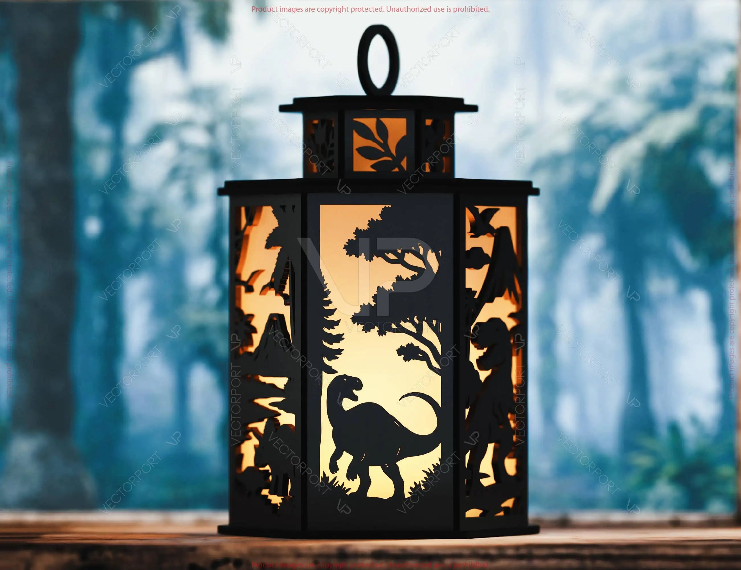 Majestic Dinosaur Wildlife Lantern – Prehistoric Jungle Panels Candle Holder Lamp Digital Download |#257|