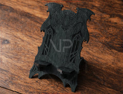 Gothic Bat Wooden Phone Stand | Laser Cut Decorative Desk Phone Holder | Dark Fantasy Wood Design Digital Download |#259|