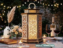 Floral Lantern Laser Cut Lantern Template Wooden Candle Holder Wedding Lantern Tea Light Digital Download |#261|