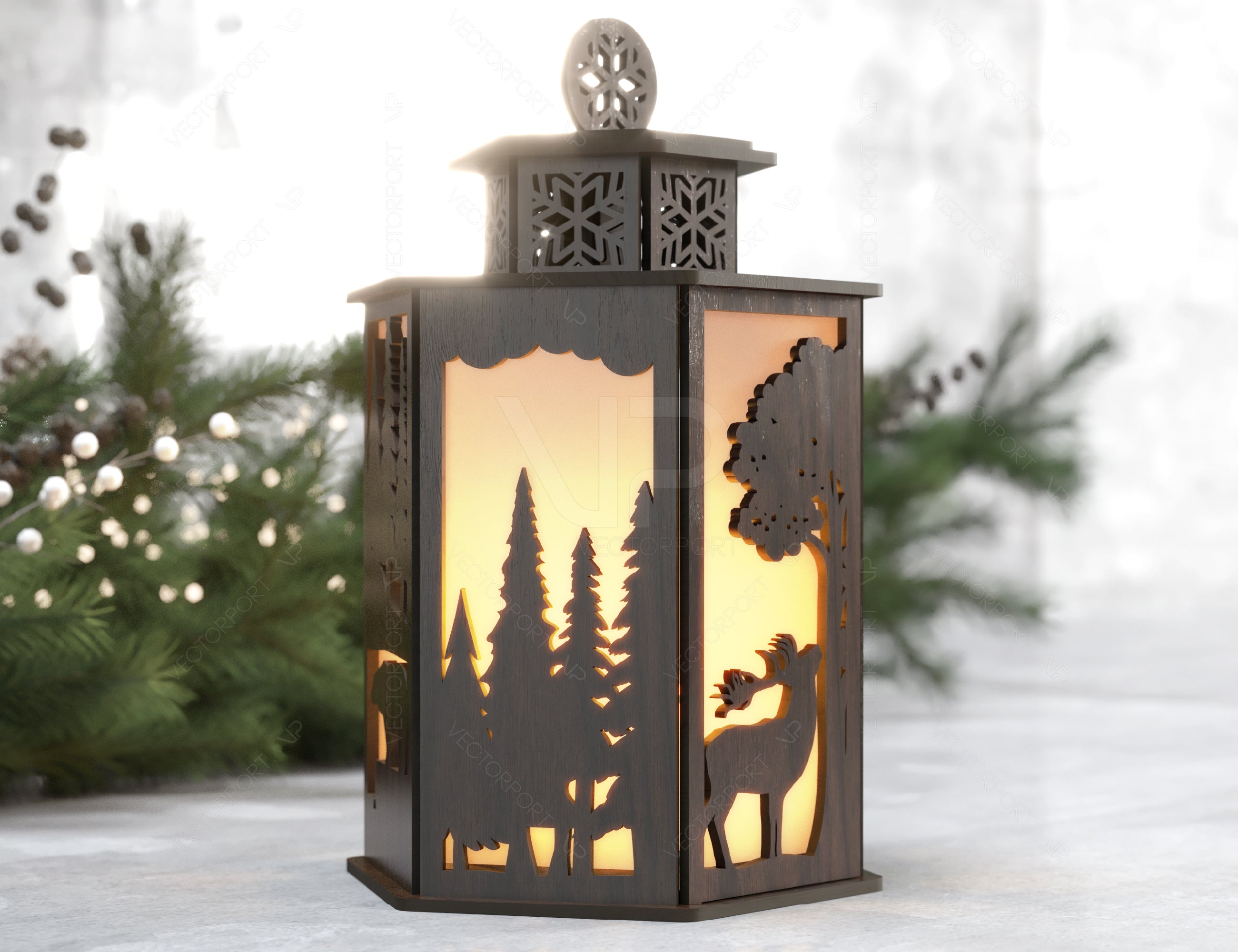 Christmas Lamp Night Light Deer White Bear Lantern Decoration Candle Holder Tea light Winter Snowy Forest Digital Download SVG |#U261|