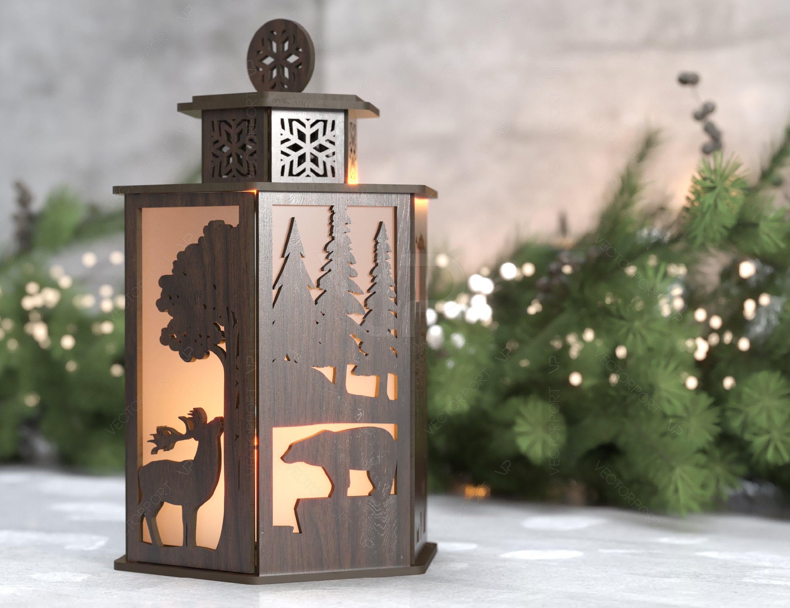 Christmas Lamp Night Light Deer White Bear Lantern Decoration Candle Holder Tea light Winter Snowy Forest Digital Download SVG |#U261|