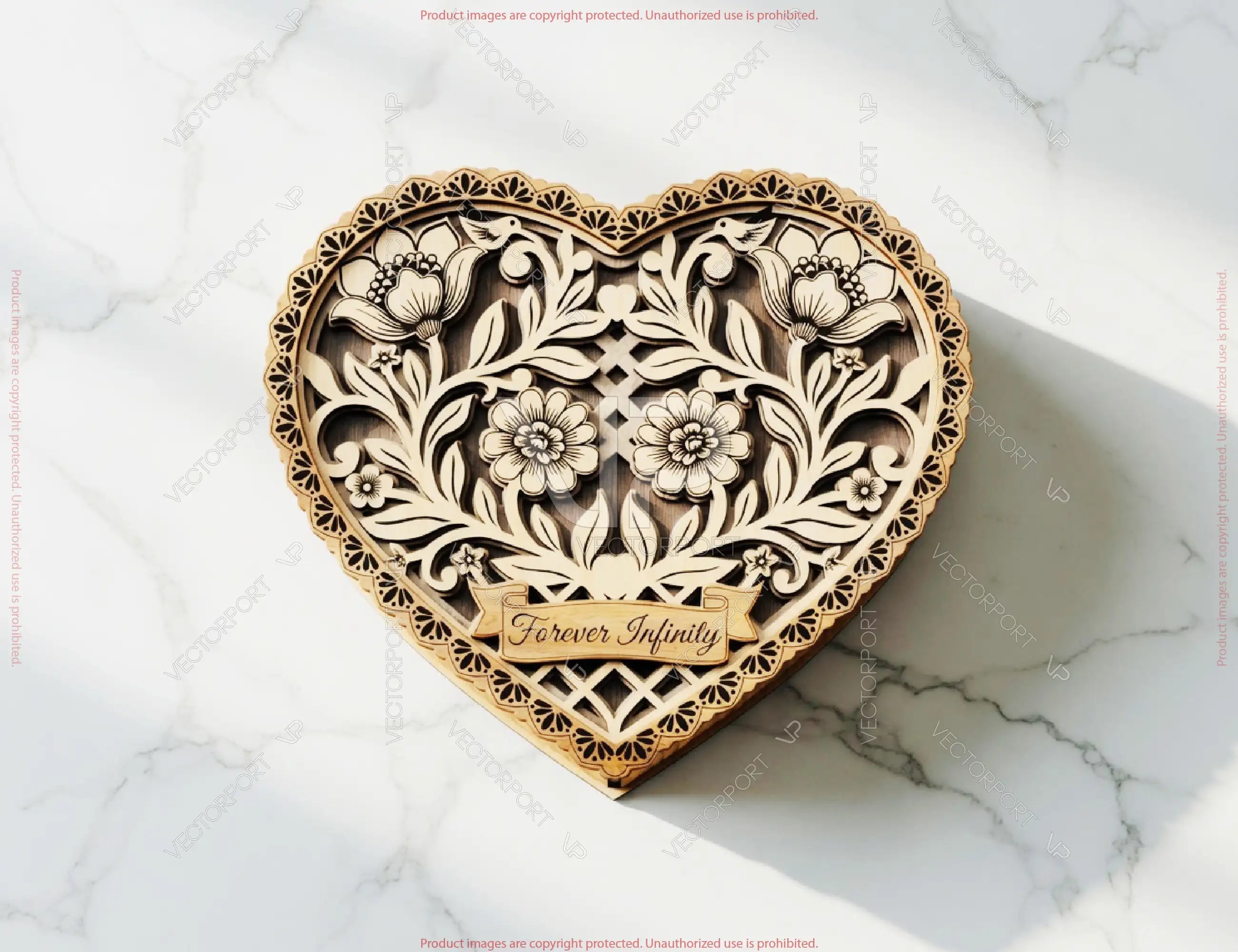 Laser Cut Heart Box SVG, Floral Keepsake Box Customizable – Layered Laser Cut Digital Download |#263| VectorPort