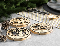 Coaster Christmas Gift Laser Cut Tea Coffee Cup Mat Pad Placemat Tableware Deer New Year Theme Digital Download |#U263|