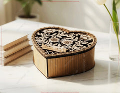 Laser Cut Heart Box SVG, Floral Keepsake Box Customizable – Layered Laser Cut Digital Download |#263| VectorPort