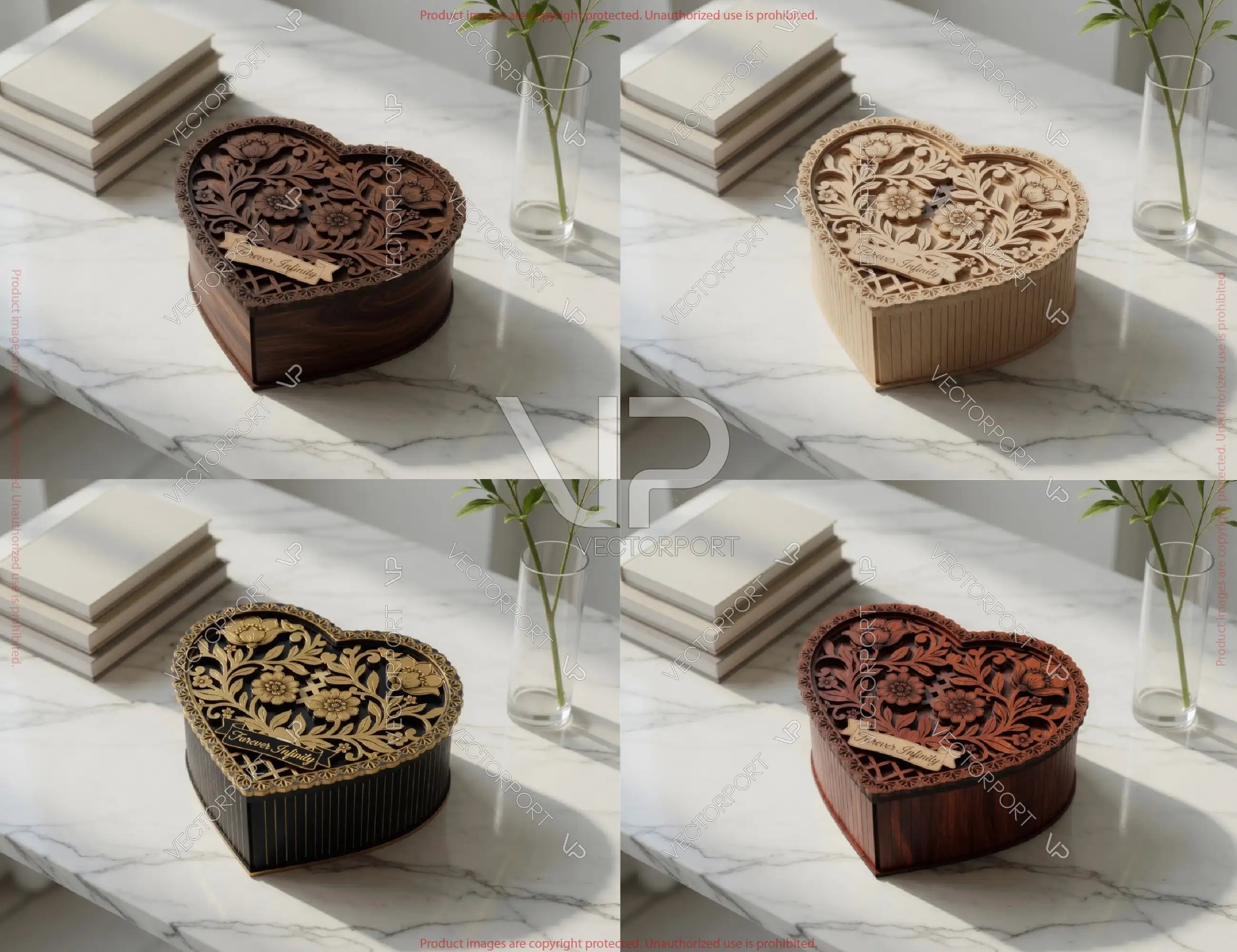 Laser Cut Heart Box SVG, Floral Keepsake Box Customizable – Layered Laser Cut Digital Download |#263| VectorPort