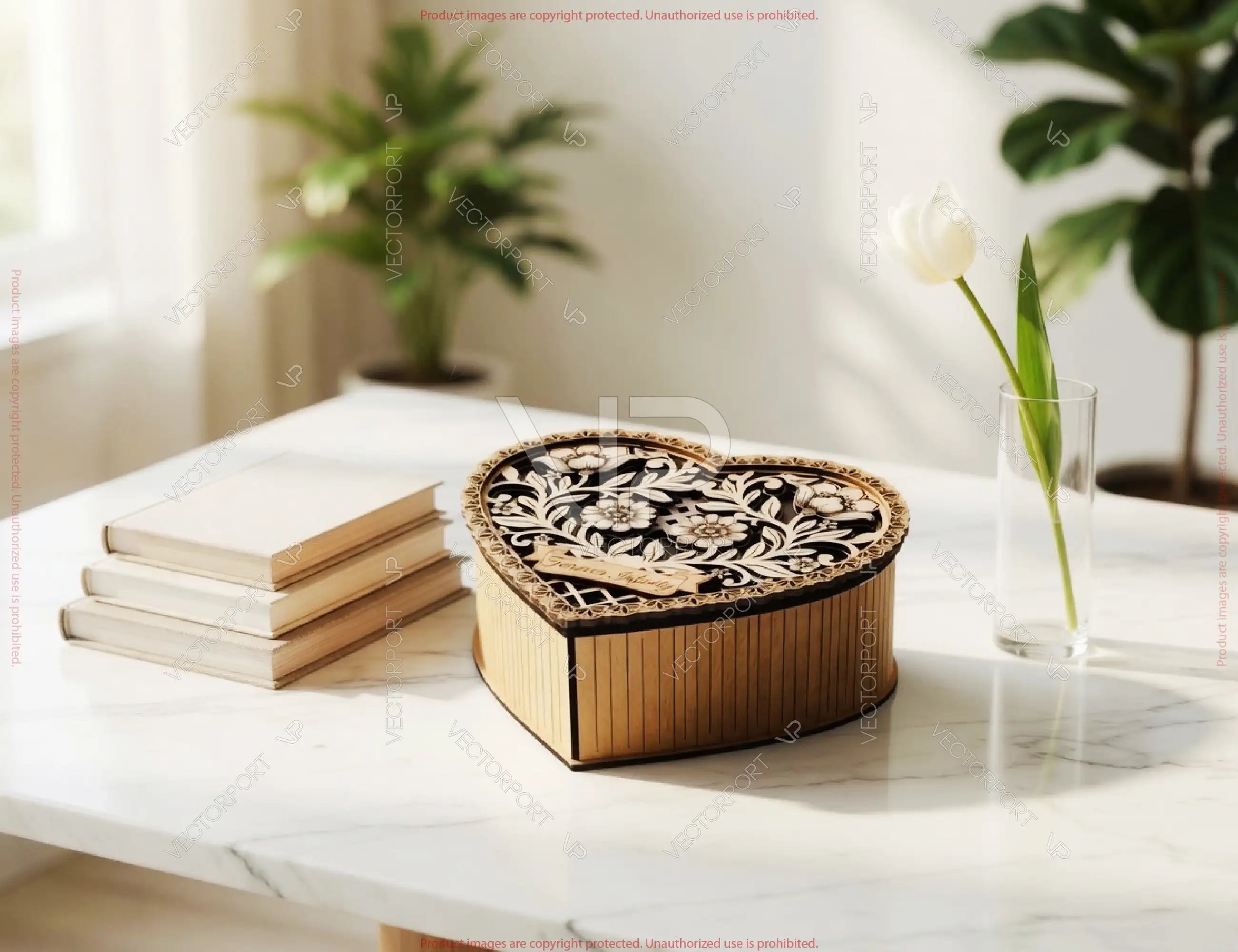 Laser Cut Heart Box SVG, Floral Keepsake Box Customizable – Layered Laser Cut Digital Download |#263| VectorPort
