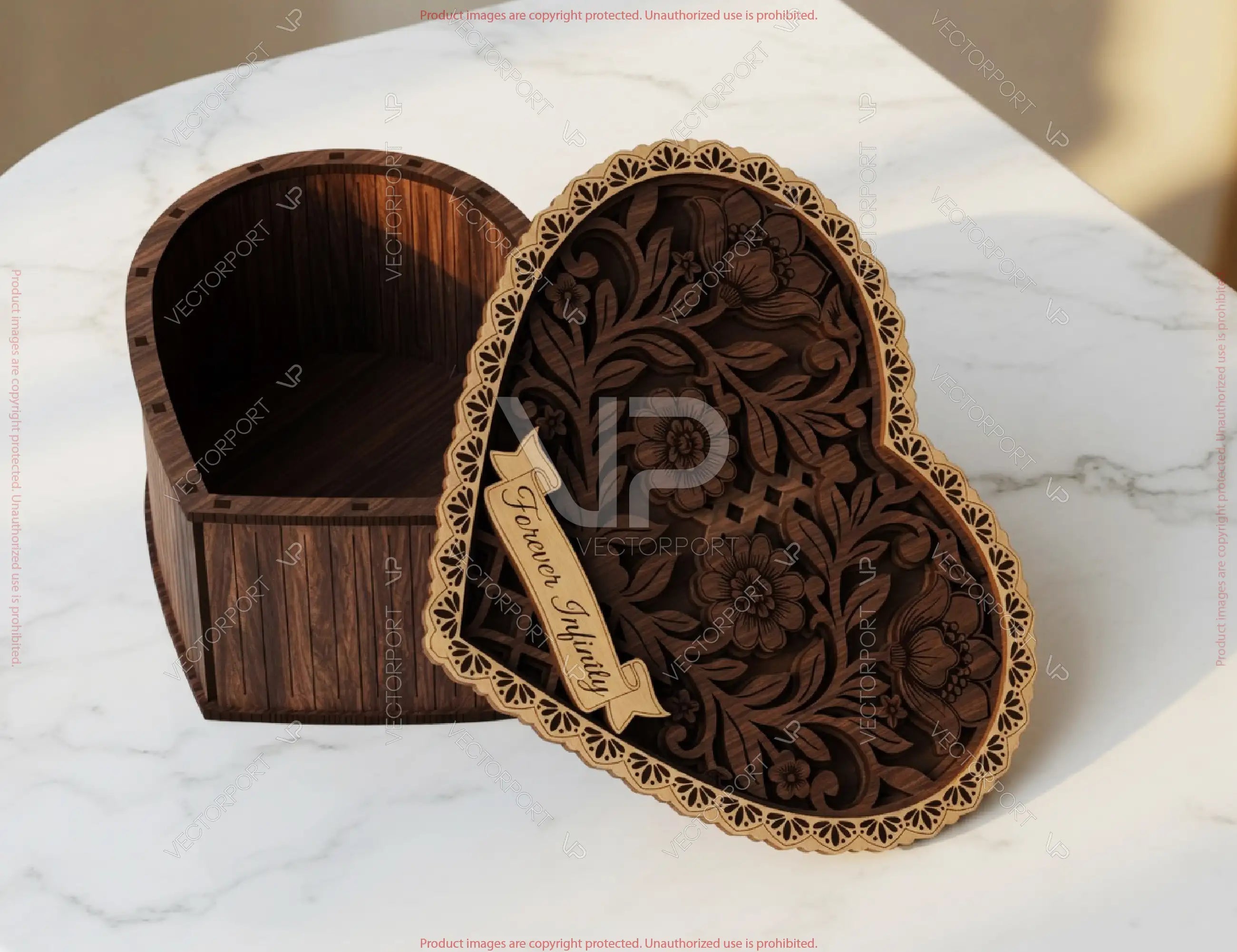 Laser Cut Heart Box SVG, Floral Keepsake Box Customizable – Layered Laser Cut Digital Download |#263| VectorPort